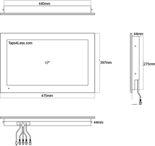 Technical image of TechVision 17" Infiniti Waterproof Mirror TV (LED).