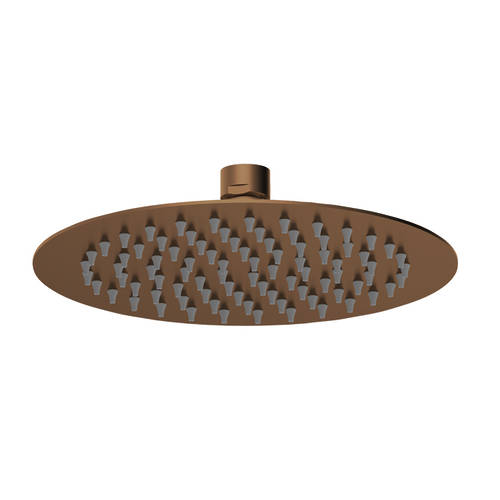 nuie Round Fixed Shower Head 200mm Brushed Bronze Stainless Steel - Image 5