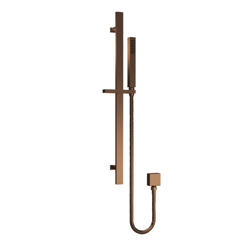 Nuie Sheer Rectangular Slider Rail Kit - Brown - 5m Shower Flex - PVD Coated Brass & ABS - Image 2