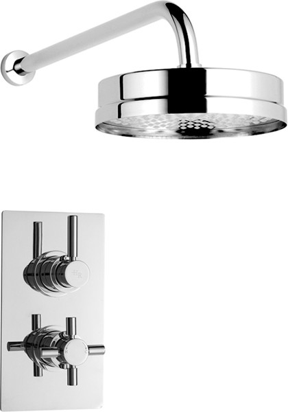 Larger image of Hudson Reed Tec Twin Concealed Thermostatic Shower Valve & Fixed Head.