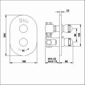 Technical image of Ultra Contour Twin concealed thermostatic shower valve (chrome/gold)