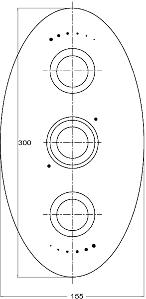 Technical image of Sensational Aspect/ Horizon Triple thermostatic valve + 8" head & jets.