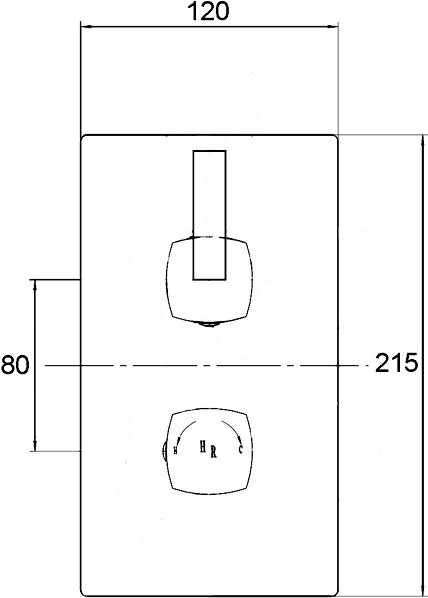 Technical image of Hudson Reed Tec Twin Thermostatic Shower Valve, Diverter, Head & Slide Rail.