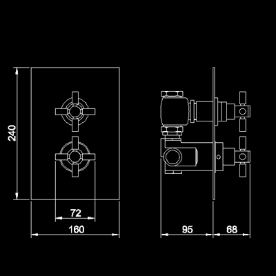 Technical image of Hudson Reed Kia Twin concealed thermostatic shower valve