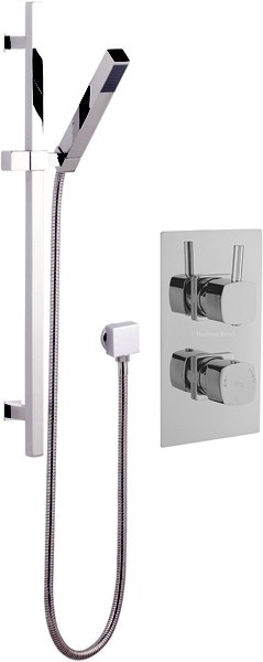 Larger image of Hudson Reed Kia Twin Thermostatic Shower Valve, Slide Rail & Handset.