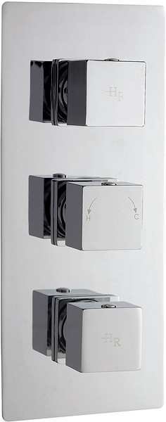 Larger image of Hudson Reed Kubix Triple Concealed Thermostatic Shower Valve (Chrome).