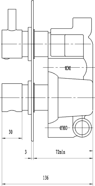 Technical image of Hudson Reed Clio Twin Concealed 3/4" Thermostatic Shower Valve.