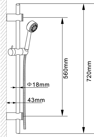 Technical image of Hudson Reed Clio Twin Thermostatic Shower Valve, Slide Rail & Handset.