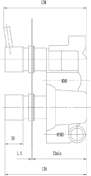 Technical image of Hudson Reed Kia Twin Thermostatic Shower Valve, Diverter, Head & Slide Rail.