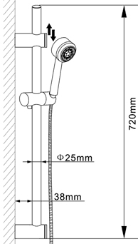 Technical image of Component Slide Rail Kit With Multi Function Shower Handset & Hose (Chrome).