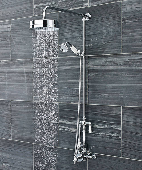 Larger image of Ultra Showers Traditional Exposed Thermostatic Shower Valve & Rigid Riser.