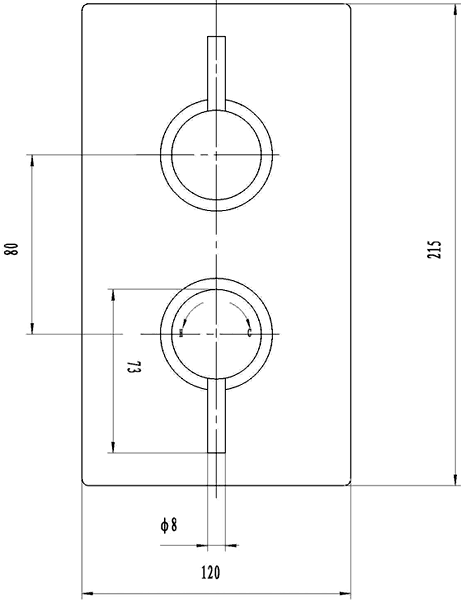 Technical image of Nuie Quest Twin Concealed Thermostatic Shower Valve With Diverter.