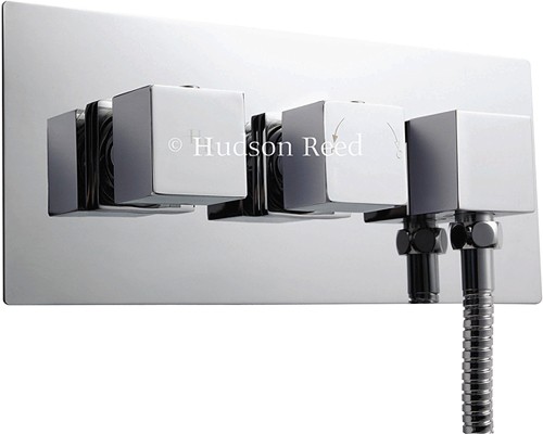 Example image of Hudson Reed Kubix 3/4" Thermostatic Shower Valve, Diverter, Head & Slide Rail.