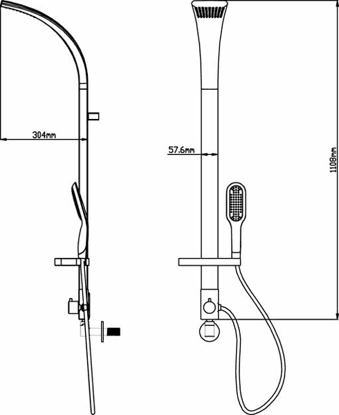 Technical image of Hudson Reed Flare Luxury Rigid Riser Shower Set (Chrome).