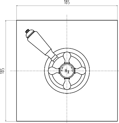 Technical image of Hudson Reed Traditional Dual Thermostatic Shower Valve & Fixed Shower Head.