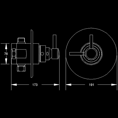 Technical image of Hudson Reed Tec Minimalist dual concealed thermostatic shower valve.