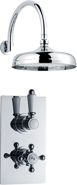 Larger image of Hudson Reed Traditional Twin Thermostatic Shower Valve & 8" Shower Head.