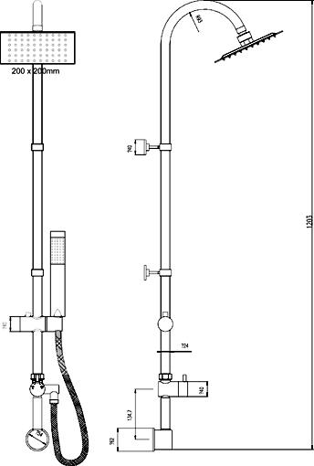 Technical image of Component Merit Rigid Riser Set With Concealed Water Feed (Inlet).