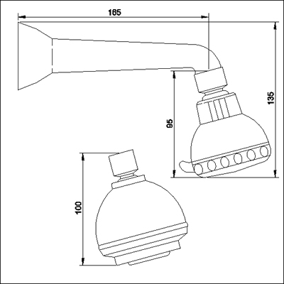 Technical image of Component Luxury multi function modern fixed shower head and arm