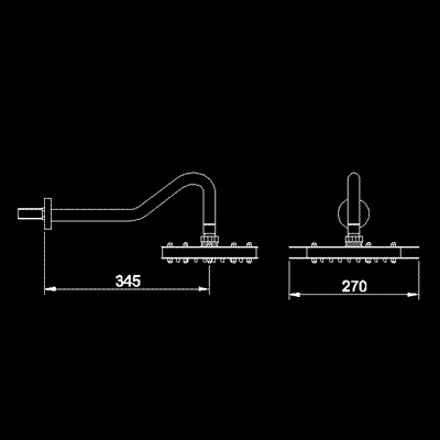 Technical image of Component Orbit fixed shower head and arm