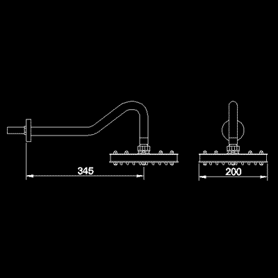 Technical image of Component Quadro fixed shower head and arm