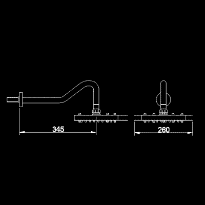 Technical image of Component Trident fixed shower head and arm