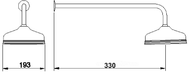 Technical image of Component 8" Apron fixed shower head and arm