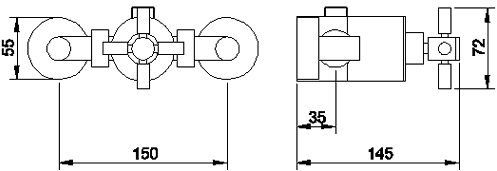 Technical image of Hudson Reed Tec Sequential thermostatic valve with lever head