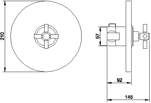 Technical image of Hudson Reed Tec Sequential Thermostatic Shower Valve & Slide Rail.