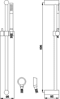 Technical image of Hudson Reed Tec Sequential Thermostatic Shower Valve & Slide Rail.