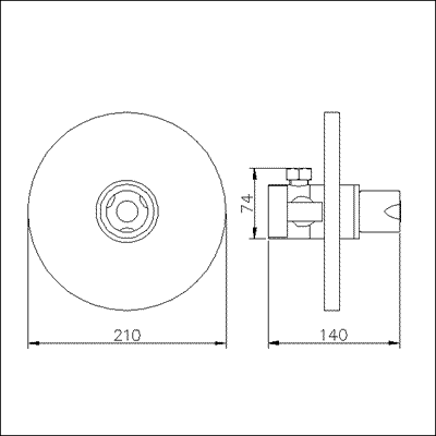 Technical image of Ultra Exact Concealed thermostatic sequential shower valve.