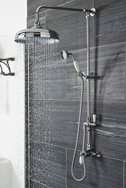 Larger image of Ultra Showers Traditional Sequential Thermostatic Shower Valve & Riser Kit.