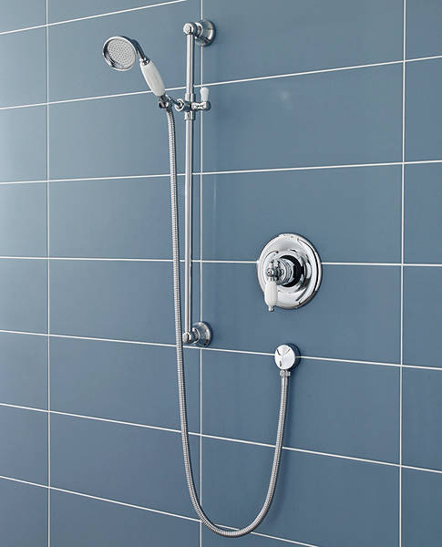 Larger image of Ultra Showers Sequential Thermostatic Shower Valve & Slide Rail Kit (Chrome).