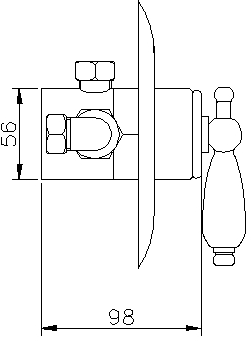 Technical image of Ultra Showers Sequential Thermostatic Shower Valve With Head & Arm (Chrome).