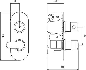 Technical image of Hudson Reed Clio Twin Concealed Thermostatic Shower Valve (Chrome).