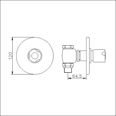 Technical image of Ultra Contour Shut off valve (chrome/gold)