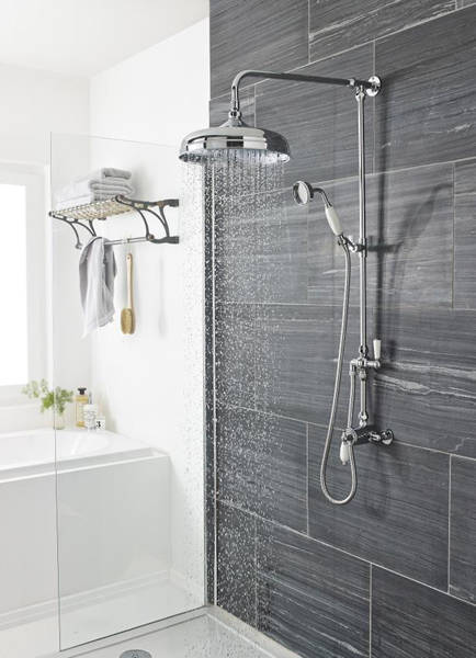 Example image of Component Traditional Rigid Riser Shower Kit With Diverter (Chrome).