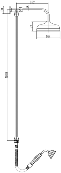 Technical image of Component Traditional Rigid Riser Shower Kit (Chrome).