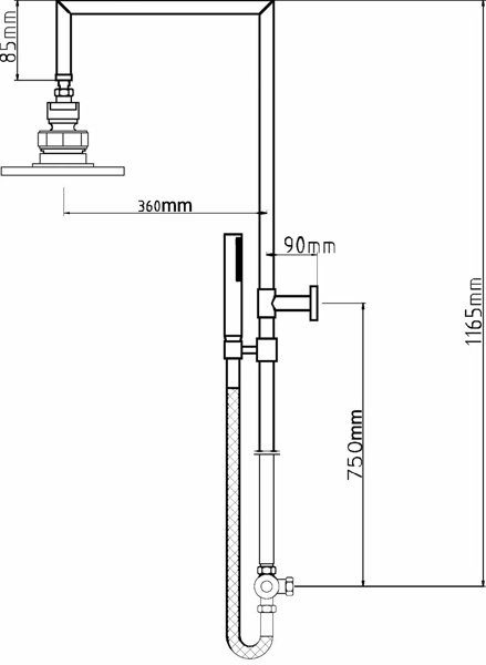 Technical image of Component Tiamo Rigid Riser Kit (Chrome).