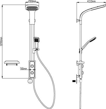Technical image of Component Splice Shower Kit (Chrome).
