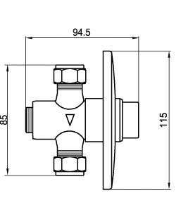 Technical image of Ultra Showers Concealed Non-Concussive Shower Valve (Chrome).