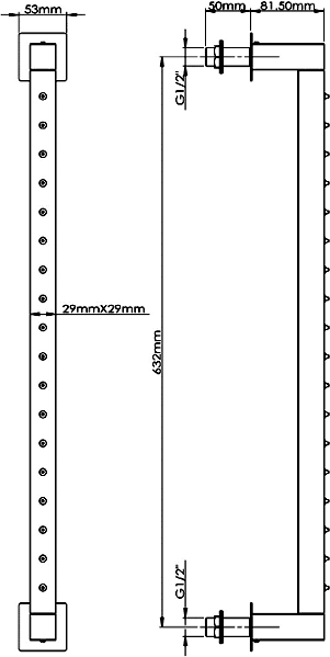 Technical image of Component 2 x 18 Jet Square Rainbars (Chrome).