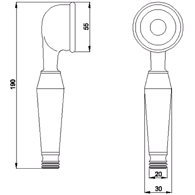 Technical image of Component Small traditional handset in antique gold.