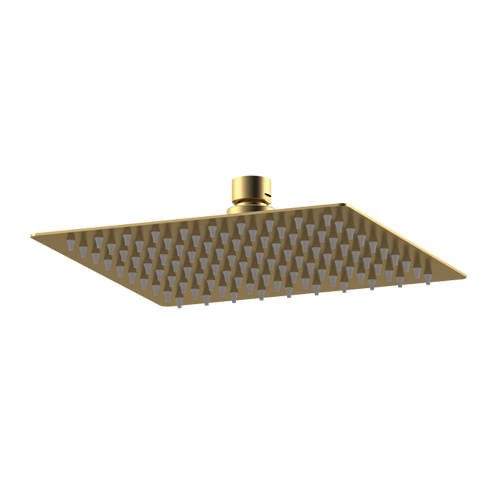 nuie Brushed Brass Square Fixed Shower Head 20cm Stainless Steel - Image 5