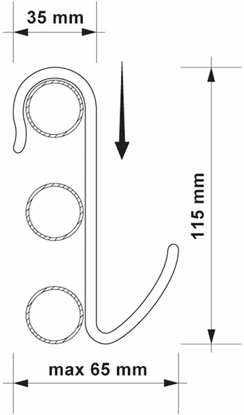 Technical image of Towel Rails Radiator Robe Hook.