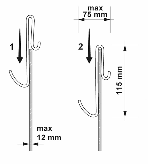 Technical image of Hudson Reed Wet Room Enclosure Hook For Frameless Glass Screens.