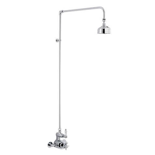 Larger image of Ultra Showers Exposed Thermostatic Shower Valve & Rigid Riser Kit (Chrome).