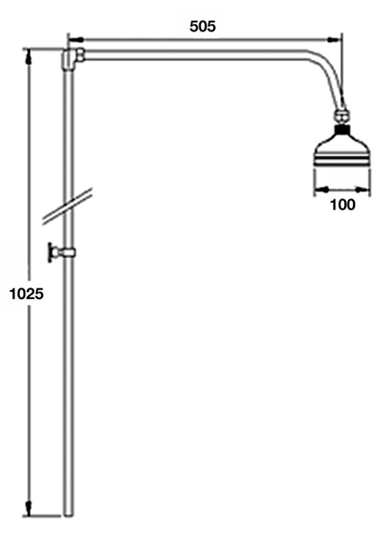 Technical image of Ultra Showers Exposed Thermostatic Shower Valve & Rigid Riser Kit (Chrome).