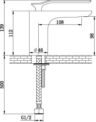 Technical image of Ultra Alaric Mono Basin & Bath Shower Mixer Tap Set With Shower Kit  (Chrome).