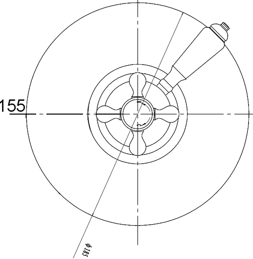 Technical image of Ultra Showers Traditional Thermostatic Dual Shower Valve With Rigid Riser Kit.